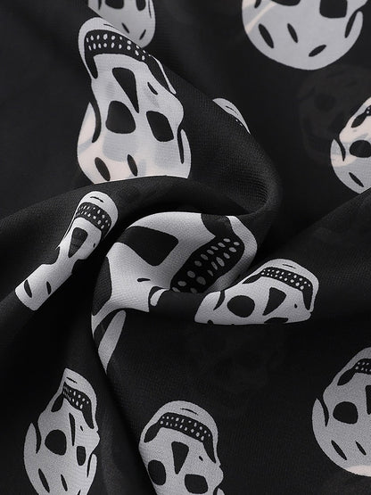 Halloween Skull Printed Chiffon Long Scarf