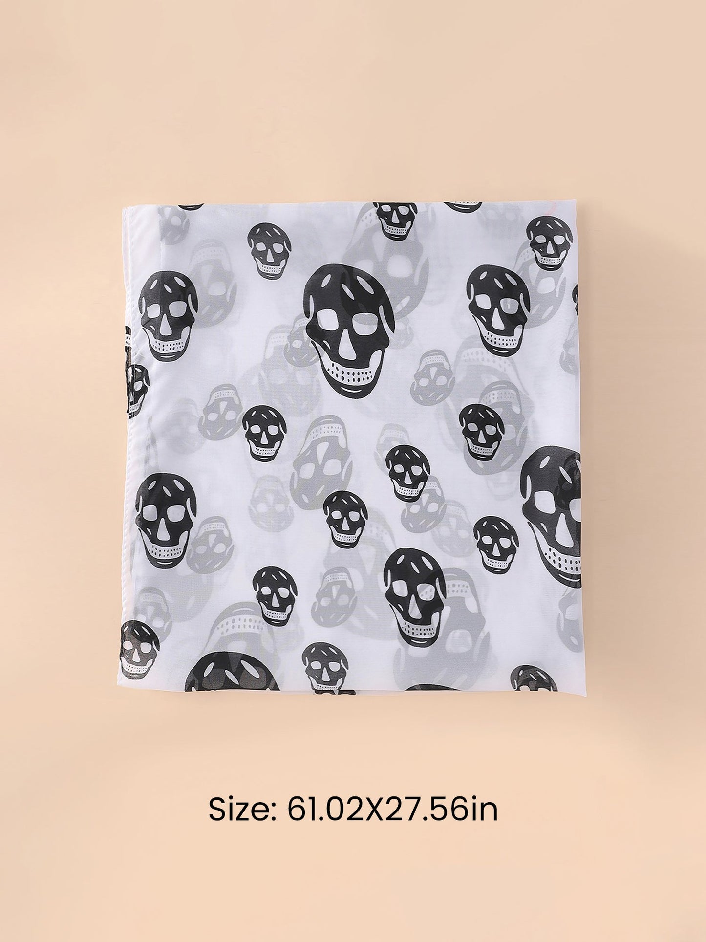 Halloween Skull Printed Chiffon Long Scarf