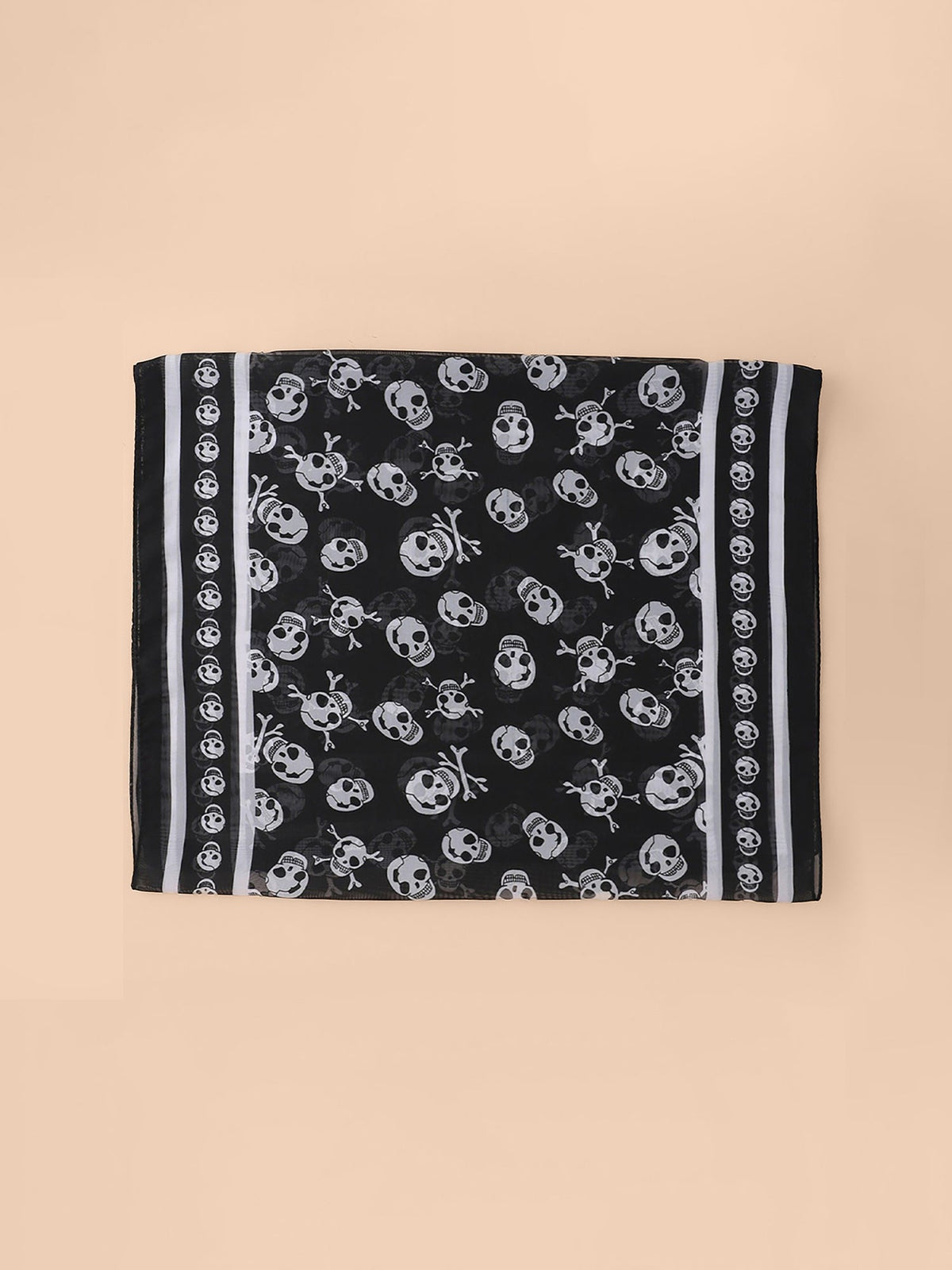 Halloween Chiffon Skull Printed Long Scarf
