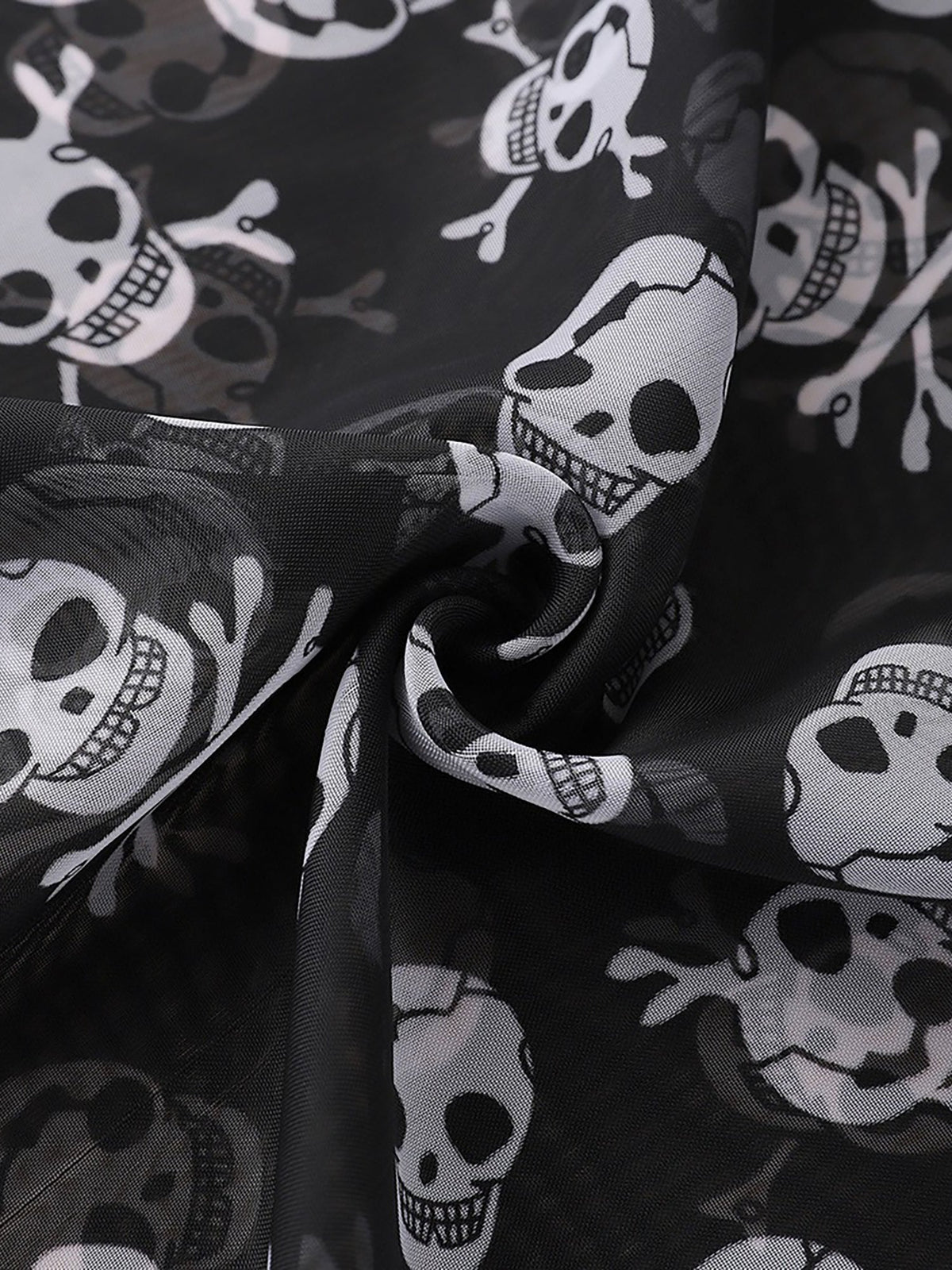 Halloween Chiffon Skull Printed Long Scarf