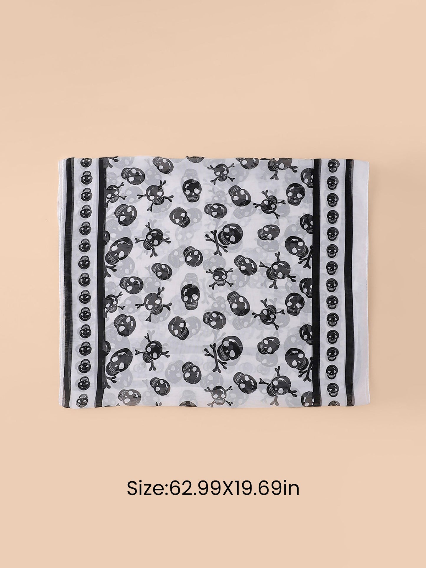 Halloween Chiffon Skull Printed Long Scarf